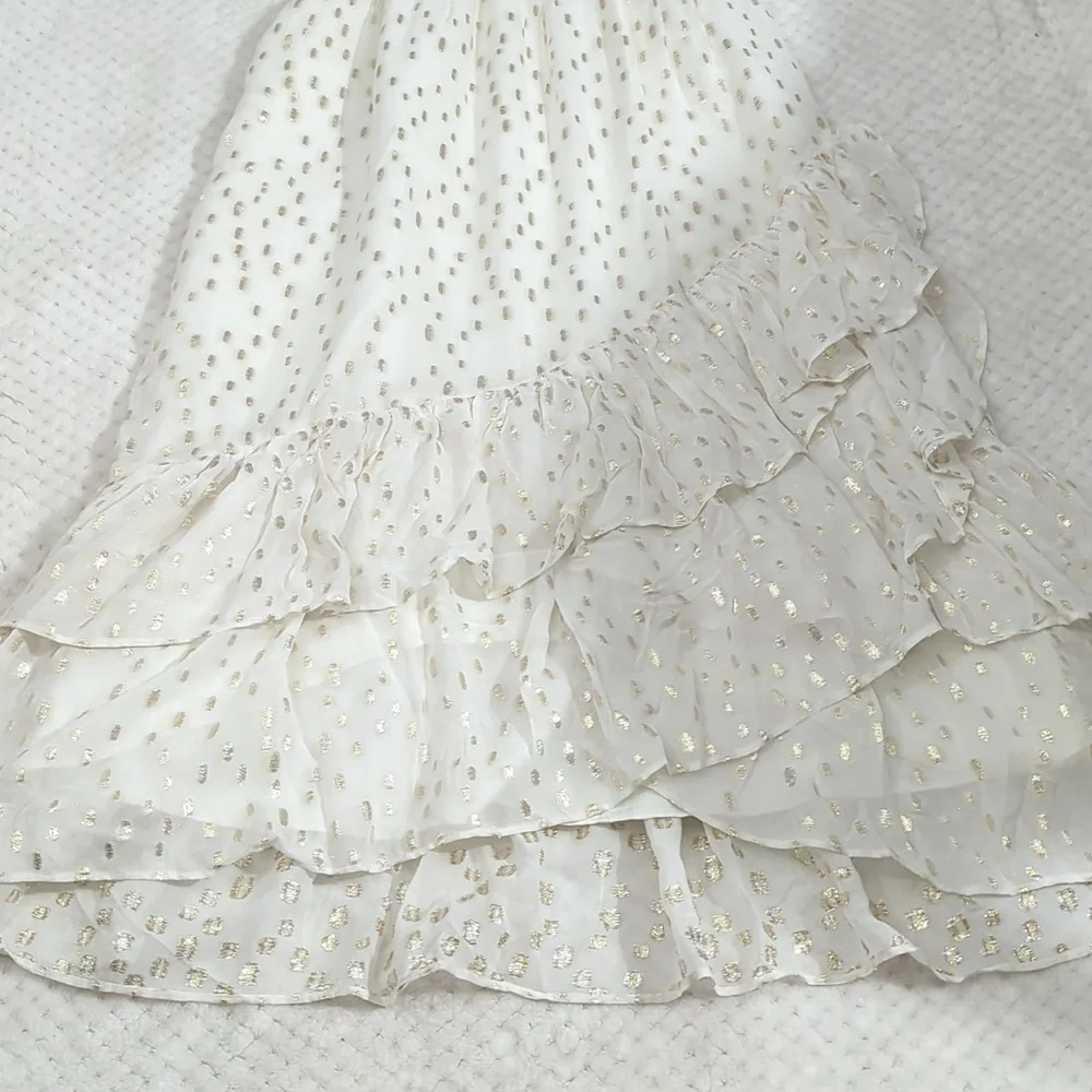 Lilly Pulitzer Christiana Midi Cream Long Sleeve Bishop V-Neck Dress Size 2 - Picture 10 of 12